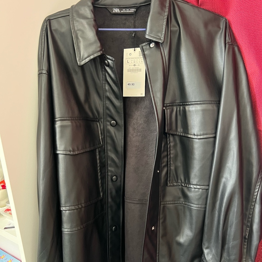 NWT | Zara leather shirt jacket